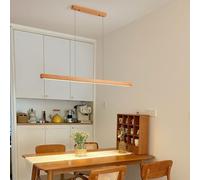 ISCBAFYX Lampe à Suspension linéaire avec télécommande, de Table à Manger en Bois à intensité Variable pour Chambre Cuisine Bureau 150cm