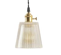 ISCBAFYX Lampe Suspendue à Une tête de Base E27, de Style Minimaliste Amen, Abat-Jour de Lampe à Suspension en Verre rayé créatif, luminaires décoratifs de Chevet de Balcon sur Le Dessus de Bar