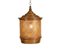 ISCBAFYX Lampe Suspendue en Bambou tissé à la Main d'asie du sud-est, créatif à tête Unique, Lanterne cylindrique, Lampe Suspendue, Chambre à Coucher, Salle à Manger, décoration de Plafond