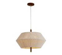 ISCBAFYX Lampe Suspendue en Bois Massif de Style Rural Nordique, Abat-Jour en Fil de Coton, luminaires Suspendus, Hauteur réglable, Support en cuivre Complet, pour Chambre à Coucher (D45CM)