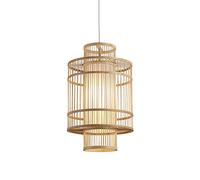 ISCBAFYX Lanterne cylindrique Chinoise en Bambou, luminaire Suspendu à tête Unique, tissé à la Main, Lampe Suspendue Vintage pour la Maison, Plafond rétro, luminaire à économie d'énergie