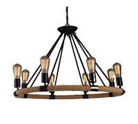 ISCBAFYX Loft Loft Retro Retro Modern Rustic Farmhouse Corde Wagon Wagon Plafond Pendre Lustre Ayémorrat avec des lumières pour la Cuisine d'éclairage de Salle à Manger Couleur 8 têtes