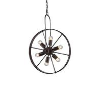 ISCBAFYX Lustre en Fer forgé Vintage Forme de Roue créative Six têtes Pendants Lights Intérieur Livrage Éclair