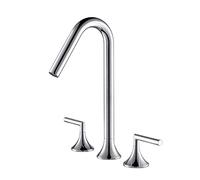 ISCBAFYX mitigeur de lavabo 3 Trous en Laiton Eau Chaude Froide Double poignée Robinet de Salle de Bain Robinet d'évier-Noir