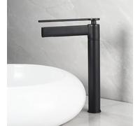 ISCBAFYX Mitigeur de lavabo Cascade robinets de lavabo de Salle de Bains monotrou, Robinet de lavabo pour salles de Bains à Levier Unique Chaud Froid Noir Haut