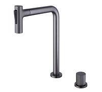 ISCBAFYX Mitigeur de Lavabo Mitigeur de Lavabo extractible à 2 Trous Robinets de Cuisine Mitigeurs pour Salle de Bain Mitigeur de Lavabo Lavabo de Salle de Bain GrisTall ， Gun Grey-Tall