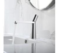 ISCBAFYX Mitigeur de lavabo, Robinet de Salle de Bains Blanc, mitigeur de lavabo à Poser, Chrome Bas