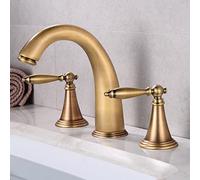 ISCBAFYX Mitigeur de lavabo Robinet d'évier en Laiton rétro Robinet de Salle de Bain d'eau Chaude Froide Robinet mitigeur de Salle de Bain à Deux poignées Robinets de lavabo à Trois Trous