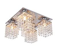 ISCBAFYX Moderne Traditionnel Lustre G9 auvent Transparent Lampe de Plafond 25W 5 WAD plafonnier en Cristal élégant 110V-240V