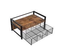 ISCBAFYX Nizer de Bureau rétro à Double Couche - Support de Rangement en Grain de Bois Cadre en Fer avec paniers à Plusieurs Compartiments pour sachets de thé, café décoration de comptoir de Cuisine