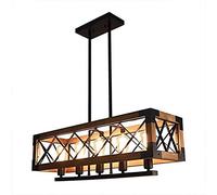 ISCBAFYX Pendre Vintage Traditionnel, Éclairage de Plafond en Bois du Vent Industriel Loft Aliminaire pour Le Couloir Living Hallway Salle de Salle à Manger Taille du Lustre: * 125 cm