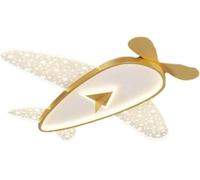ISCBAFYX Plafonnier Luminaire Suspendu 43W Chambre Fmount Étoile Avion Minimaliste Garçon Fille Dessin Animé Créatif Mignon Chambre École Salle À Manger/Or/Blanc