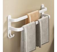 ISCBAFYX Porte-Serviettes Autocollant, sans perçage, Support Mural à 3 Niveaux avec Crochets, Salle de Bain Cuisine, Rail Blanc Peu encombrant, Support invité