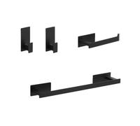 ISCBAFYX Porte-Serviettes Ensemble d'accessoires de Salle de Bain Noir Mat Éère Murale Porte-Papier Toilette Patère Cintre Porte-Serviettes Anneau de Tige Accessoires de Salle de Bain Crochet