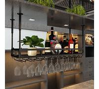 ISCBAFYX Porte-Verre à vin en Fer Vintage, Support à Bouteilles Suspendu pour Restaurants, Cuisines, éère de décoration de Plafond à l'envers, Support Rustique pour nizer