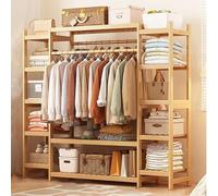 ISCBAFYX Porte-vêtements en Bambou, Armoire Ouverte en Bois avec 12 éères Minimaliste, idéale pour la Chambre à Coucher, Le Salon, Le Couloir - Solution de Rangement élégante Fonctionnelle
