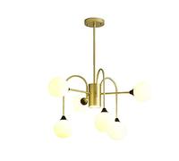 ISCBAFYX Post Spoutnik 8 lumières Vintage Industriel plafonnier réglable doré Pendentif luminaire pour Salle à Manger Cuisine Salon, Abat-Jour Blanc, 6 lumières