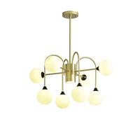 ISCBAFYX Post Spoutnik 8 lumières Vintage Industriel plafonnier réglable doré Pendentif luminaire pour Salle à Manger Cuisine Salon, Abat-Jour Blanc, 8 lumières