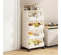 ISCBAFYX Rangement de Cuisine Roulant avec Roues verrouillables, Support Mobile Multifonctionnel pour Fruits, légumes Outils d'art, 5 Niveaux