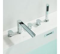 ISCBAFYX Robinet de Baignoire à 5 Trous avec Pomme de Douche pivotante à 360 °, Finition de Style Cascade d'eau Froide Chaude, luminaire de Salle de Bain élégant pour la décoration