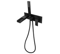 ISCBAFYX Robinet de baignoire romaine à montage mural en or brossé avec douchette à main - Remplisseur de baignoire en laiton massif à haut débit (finition noire) pour une mise à niveau luxueuse de la