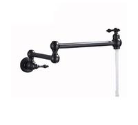 ISCBAFYX Robinet de Cuisine Mural pour lavabo de Salle de Bain, Robinet de Lavage d'eau Froide, Bec Rotatif Pliable, Grue d'évier en Laiton, Fonctionnement Flexible (Noir Mat)