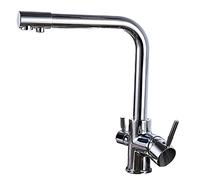 ISCBAFYX Robinet de Cuisine pivotant à Arc élevé, Eau Potable, Laiton Massif chromé, robinets d'évier de Cuisine, Double poignée, Eau Chaude Froide, mitigeur de Cuisine