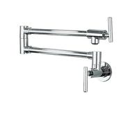 ISCBAFYX Robinet de Cuisine remplisseur de Casserole Bec à Double Joint Pliable Bras oscillant Extensible Mur en Laiton monotrou Robinet d'évier à Deux poignées Fonctionnement Flexible (Chrome A)