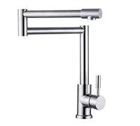 ISCBAFYX Robinet de Cuisine, remplisseur de Pot rétractable Mural Pliable en Acier Inoxydable, Bras pivotant à Double Articulation, Trou Unique, Deux poignées, lumière vive (Mat)