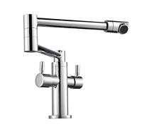 ISCBAFYX Robinet de Cuisine, remplisseur de Pot rétractable Mural Pliable en Acier Inoxydable, Bras pivotant à Double Articulation, Trou Unique, Deux poignées, lumière vive (lumière vive)