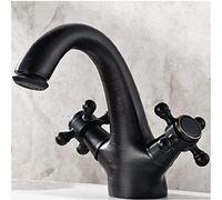 ISCBAFYX Robinet de Cuisine rétro pour évier de Cuisine, Bassin en Fil de cuivre, mélangeur d'eau Froide, Double coupleurs, Bronze Antique (Couleur : Noir Antique)