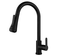 ISCBAFYX Robinet de cuisineRobinet d'évier de Cuisine en Acier Inoxydable à Arc élevéRobinet mitigeur d'évier de Cuisine monotrou à 4 fonctionsNoir,Noir