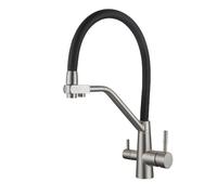 ISCBAFYX Robinet de Filtre à Eau à 3 Voies, robinets de Cuisine, mélangeur d'évier, mitigeur de Cuisine en Acier Inoxydable, Bec pivotant à 1 Trou brossé, brossé