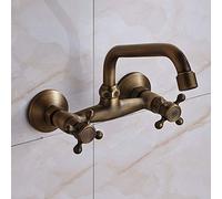 ISCBAFYX Robinet de lavabo de Salle de Bain Noir en Laiton Antique, mitigeur Mural Classique européen élégant pour salles de Bains, Ottone Antico-Stati Uniti