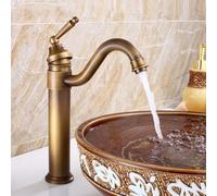 ISCBAFYX Robinet de lavabo Robinets de Lavabo de Salle de Bain Mélangeur d'eau Froide Chaude Robinet de Baignoire à Levier Unique à Rotation monté sur Pont en Laiton Noir Or (Couleur : Antique)