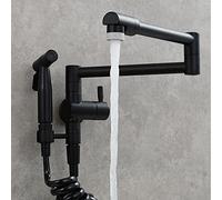 ISCBAFYX Robinet de Remplissage de Casserole Mural en Laiton, Robinet d'évier de Cuisine Pliable Rotatif avec Pistolet pulvérisateur, poignée Unique, 1 Trou de Cuisine, Robinet Froid avec Double