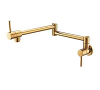ISCBAFYX Robinet de Remplissage de Pot en Laiton Robinet de Cuisine d'eau Froide Montage Mural Robinets d'évier de Cuisine Commercial Pliant Extensible Double Joint Bras pivotants Monotrou