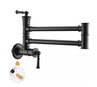 ISCBAFYX Robinet de Remplissage de potRobinet en Laiton Noir matRobinet de Remplissage de Pot Rotatif muralBras oscillants à Double Articulation Robinets d'eau Froide pliants avec Un Trou Deux