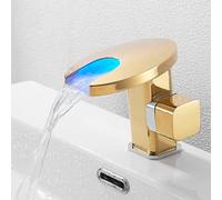 ISCBAFYX Robinet de Salle de Bain à poignée Unique en Laiton - Robinet mitigeur d'évier de Luxe en Cascade élégant pour Une décoration intérieure contemporaine, Installation Facile Accessoires de
