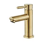 ISCBAFYX Robinet de Salle de Bain, Robinet de Salle de Bain, mitigeur de lavabo à poignée Unique en Acier Inoxydable, Robinet d'eau Chaude Froide en Or brossé pour l'europe du Nord avec Tuyau