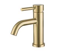 ISCBAFYX Robinet de Salle de Bain, Robinet de Salle de Bain, mitigeur de lavabo à poignée Unique en Acier Inoxydable, Robinet d'eau Chaude Froide en Or brossé pour l'europe du Nord avec Tuyau
