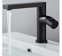 ISCBAFYX Robinet d'eau Chaude Froide de lavabo, lavabo de comptoir, Robinet de Cascade Noir de Salle de Bains, Figure Noire Sept