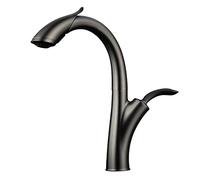 ISCBAFYX Robinet d'évier de Cuisine pour Bar, Ferme, Commercial, extractible, Robinet Froid Chaud, poignée monotrou Noire pivotante, mélangeur d'eau à 360 degrés (83039qh)