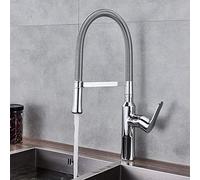 ISCBAFYX Robinet d'évier de Cuisine pour Bar, Ferme, Commercial, Ressort chromé/brossé, Bec de pulvérisation, mélangeurs extractibles, Robinet Chaud Froid monté sur Le Pont (Cromo)