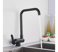 ISCBAFYX Robinet d'évier de Cuisine pour Bar, Ferme, Commercial, Rotatif Noir, Eau Chaude Froide Rabattable, mitigeur à fenêtre Basse, poignée Unique (Noir Mat B)
