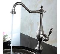 ISCBAFYX Robinet d'évier de Cuisine pour Bar, Ferme, Commercial, Type théière rétro en Laiton Noir, mélangeur doré brossé à Rotation à 360 °, robinets de Grue d'eau Chaude Froide (brossé,