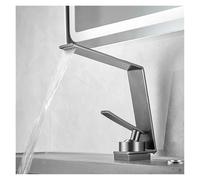 ISCBAFYX Robinet d'évier de lavabo d'eau Chaude Froide de Salle de Bains de Cascade créative-mélangeur monotrou monté sur comptoir en métal (Gris foncé)