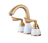 ISCBAFYX Robinet d'évier de Salle de Bain 3 Trous 8 Pouces, Robinet de Salle de Bain 8 Pouces, Robinet d'évier de Salle de Bain à Double poignée, Robinet 3 Trous pour lavabo de Salle de Bain,