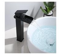 ISCBAFYX Robinet d'évier monotrou de Salle de Bains en Laiton avec coude carré Noir, Cascade d'eau Chaude Froide, mélangeur de lavabo de Toilette (Couleur : Black Tall 2)