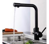 ISCBAFYX Robinet filtrant 3 Voies pour évier de Cuisine, mitigeur de Cuisine pivotant à 360 °, Robinet d'évier 1 Trou, mitigeur 3 en 1 pour Filtre à Eau, Or, Noir